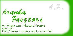 aranka pasztori business card